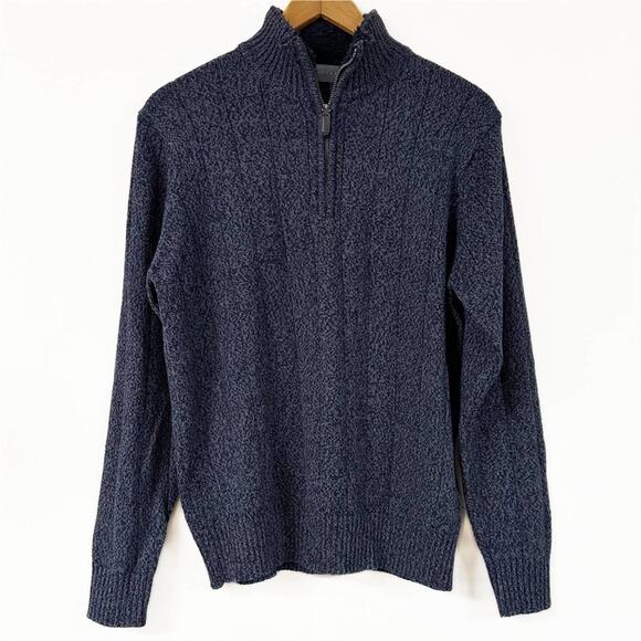 OSCAR DE LE RENTA Sweater Mens Size Small Quarter Zip Navy Blue - Picture 1 of 5
